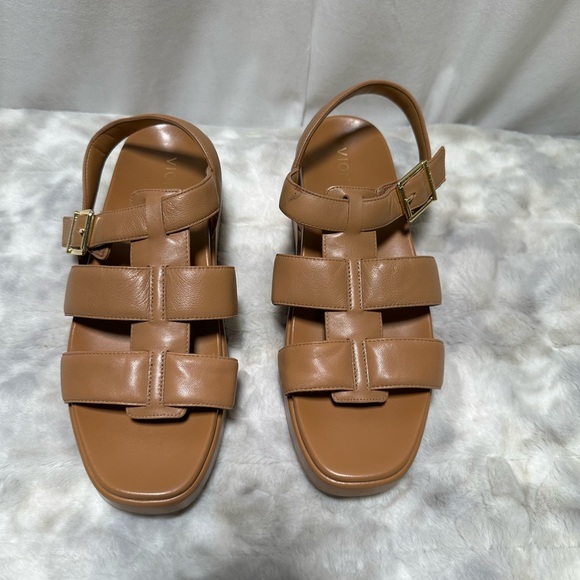 Vionic Leather Fisherman Wedges Delano Camel Size 9 - Picture 2 of 8